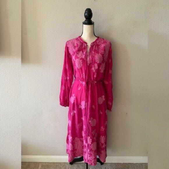 NWT Johnny Was Daisy Leonna Pink Floral Midi Dress - Picture 11 of 12